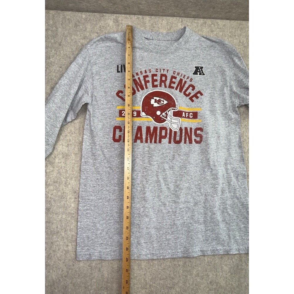 Kansas City Chiefs NFL Women’s Medium Long Sleev Gray Logo Tshirt 2019 AFC Champ - Picture 4 of 5